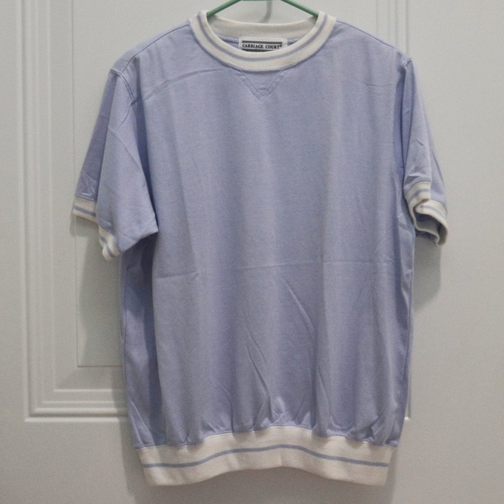 90s Sears Carriage Court Women's Short Sleeve Pullover Banded Lilac Shirt 1X